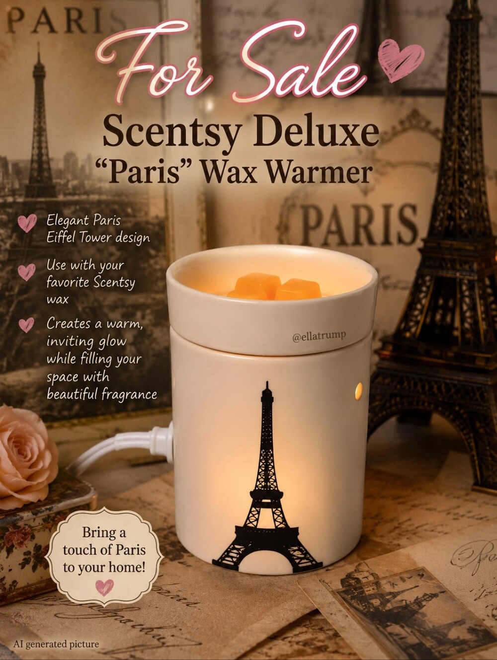 Scentsy 2010 Retired Deluxe "Paris" Wax Warmer